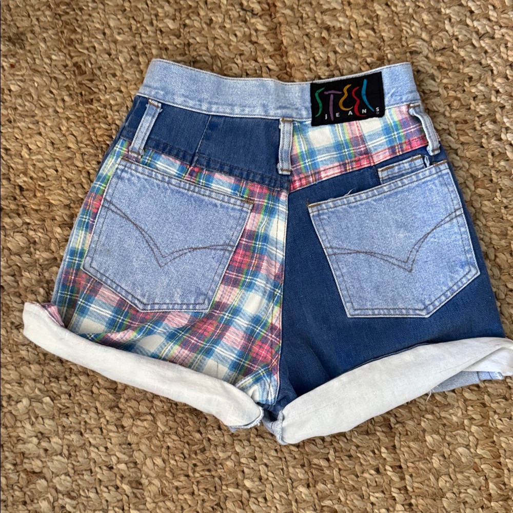 Vintage steel jeans Denim Patchwork Shorts size xs